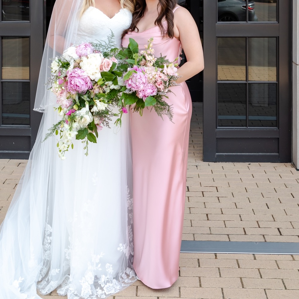 Revelry skye satin dress in blushing bride